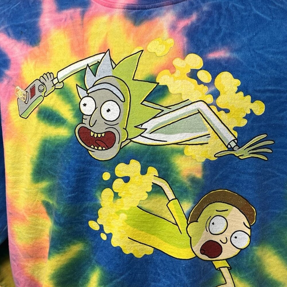 Rick and Morty Tie Dye Sweatshirt Ripple Junction Adult Swim Crewneck Size M - Picture 2 of 10